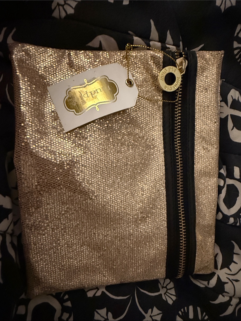 Mud Pie Gold Shimmery Zip Pouch